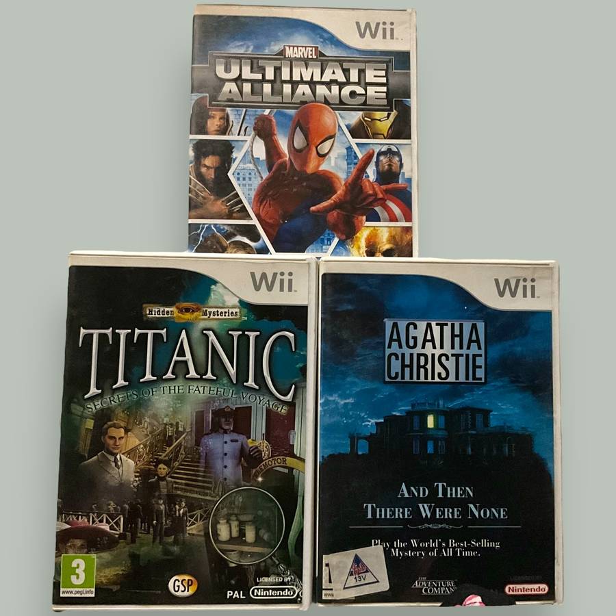 3 x Wii Games - Titanic, an Agatha Christie mystery, and Ultimate Alliance