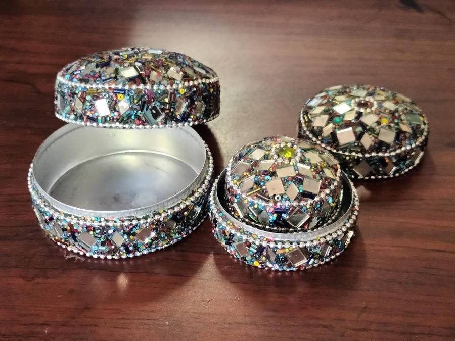 VINTAGE Beaded Trinket Box Set