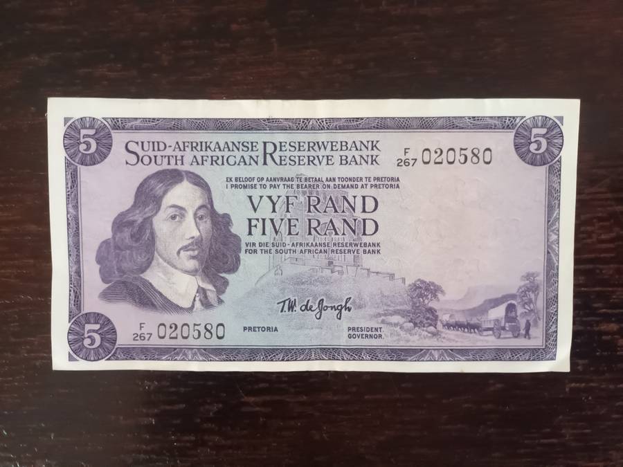 Old South African R5 Banknote TW de Jongh