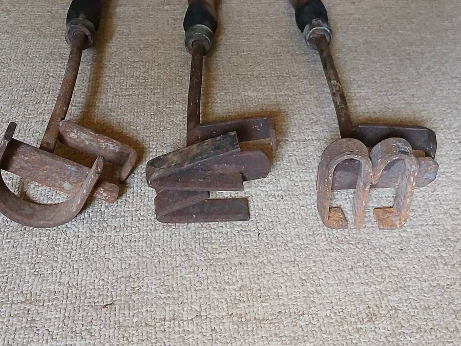 ANTIQUE Cattle Branding Irons × 3