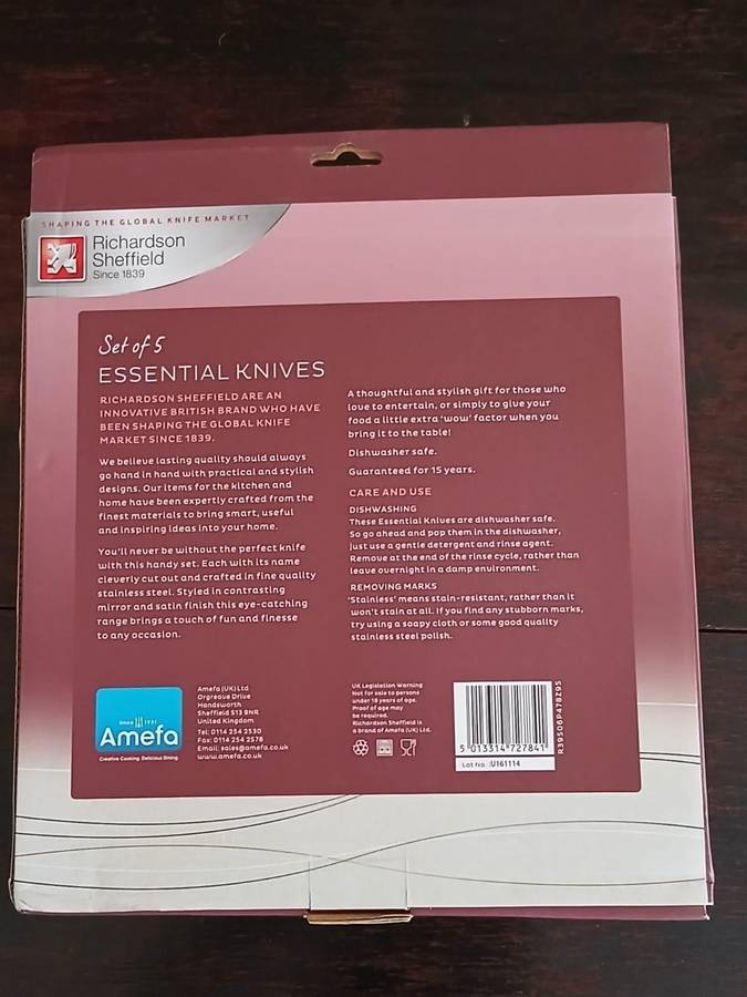 RARE Richardson Sheffield Kitchen Essential Knives × 5