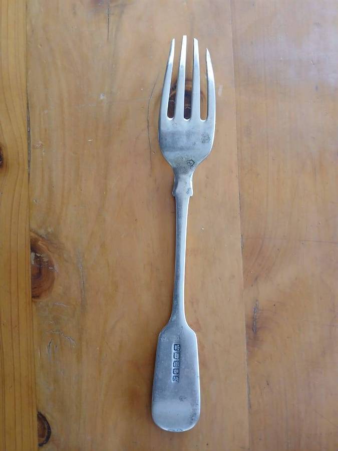 ANTIQUE Solid Silver Fiddle Pattern Table Fork London 1800's
