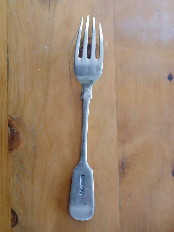 ANTIQUE Solid Silver Fiddle Pattern Table Fork London 1800's