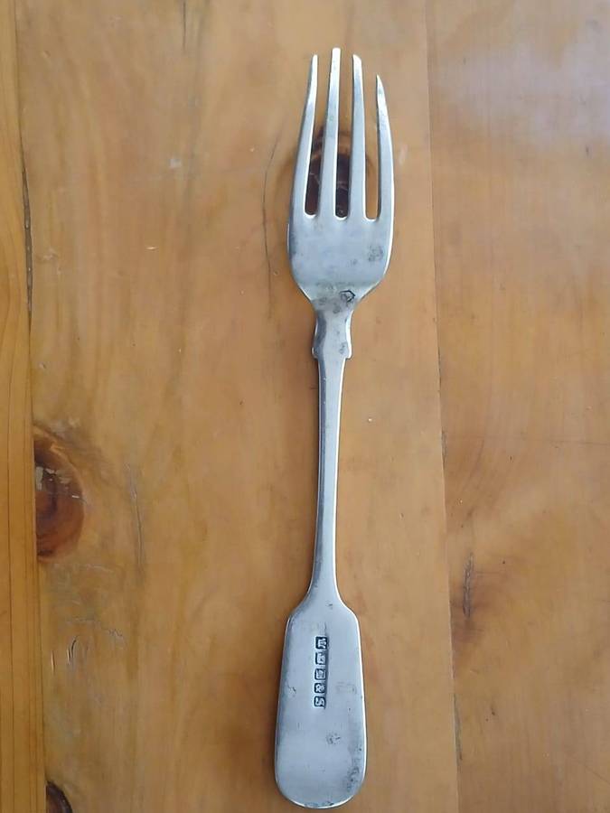 ANTIQUE Solid Silver Fiddle Pattern Table Fork London 1800's