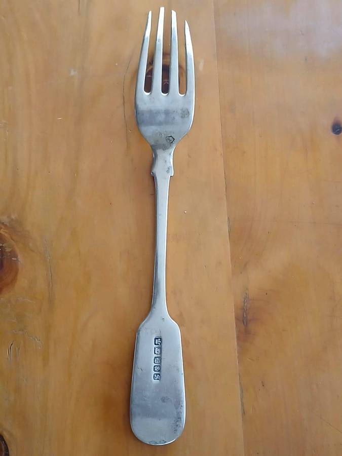 ANTIQUE Solid Silver Fiddle Pattern Table Fork London 1800's