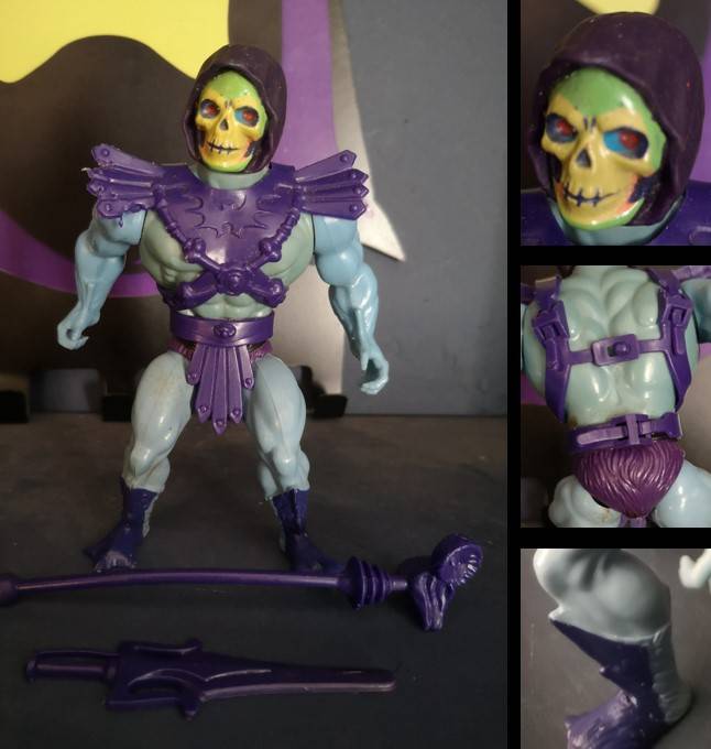 RARE Peach Cheeks Skeletor complete (early 8-back variant), vintage MOTU / He-man action figure