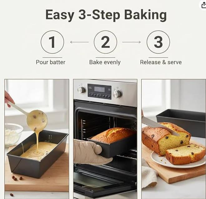 25cm Black  Rectangular Plum Cake Mould - Rolled Steel Baking Pan