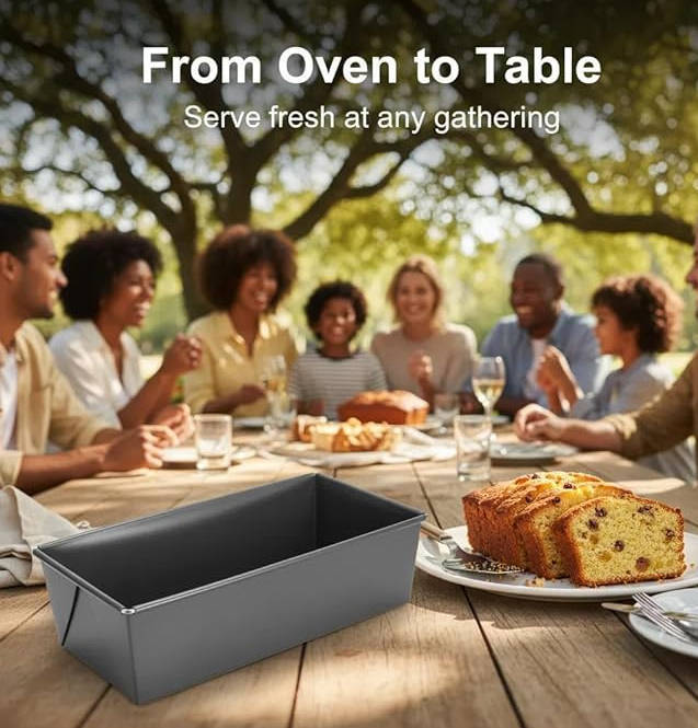 25cm Black  Rectangular Plum Cake Mould - Rolled Steel Baking Pan