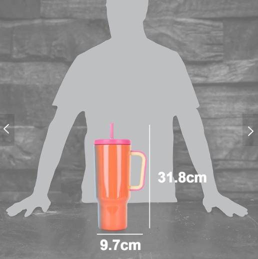 VANOW 1.2L Tumbler with Handle and Straw Leakproof Insulated Travel Mug - Coral