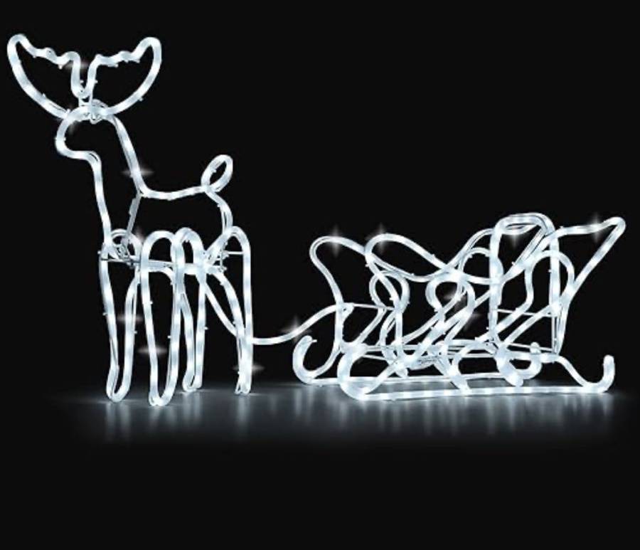 3D Led Deer Christmas Light Display With Cart Multicolour/cool white/warm white