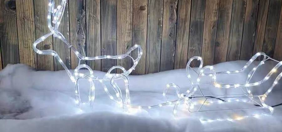 3D Led Deer Christmas Light Display With Cart Multicolour/cool white/warm white