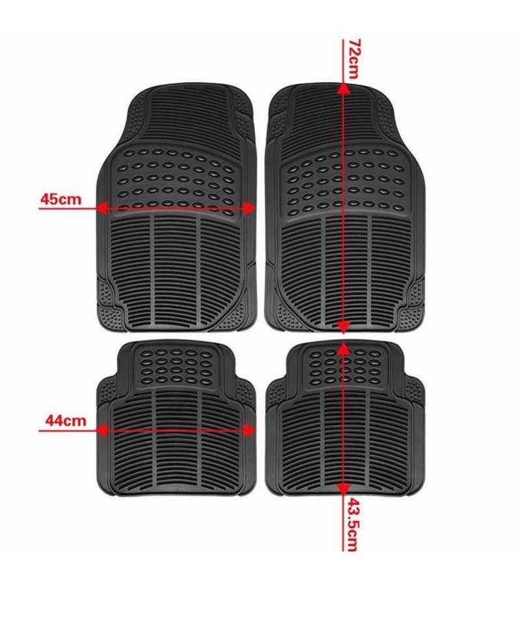4 Pieces Universal Car Rubber Floor Mats (Black)