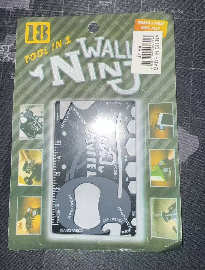 wallet Ninja 18 in 1 Multi Prupose Credit Card Size pocket tool