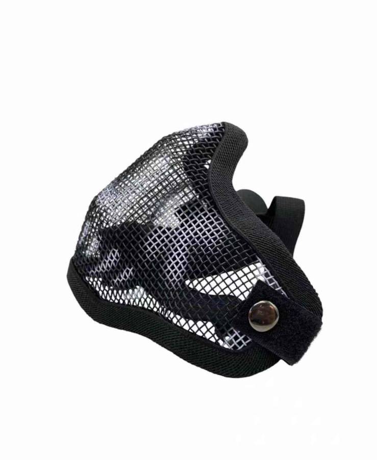 Skull Metal Mesh Lower Half Airsoft Mask - Black Skull