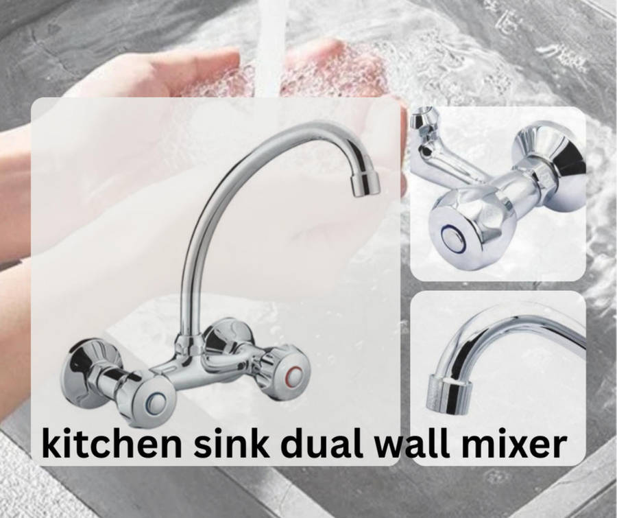 AIYI AY406-048 Kitchen Sink Dual Tap Wall Mixer Faucet