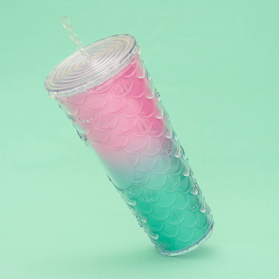 Plastic Mermaid Cup with Straw 700ml