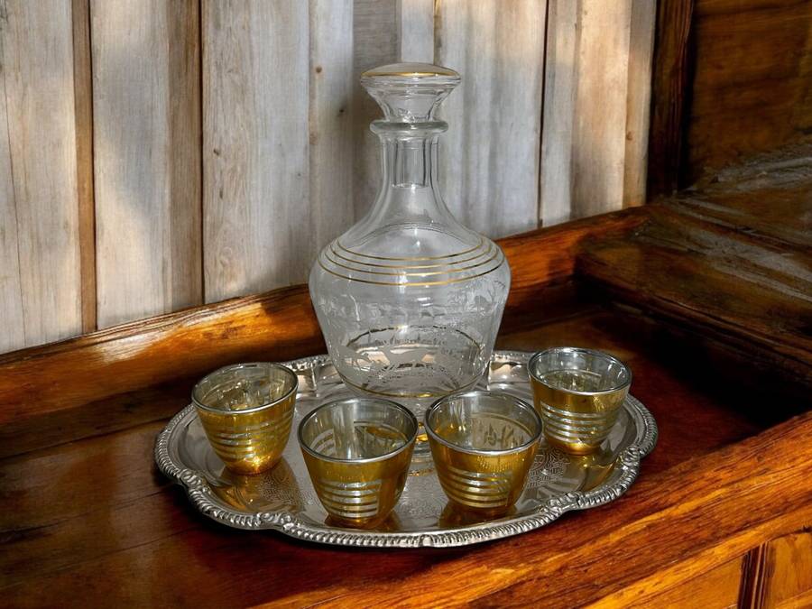 Decanter glasses tray