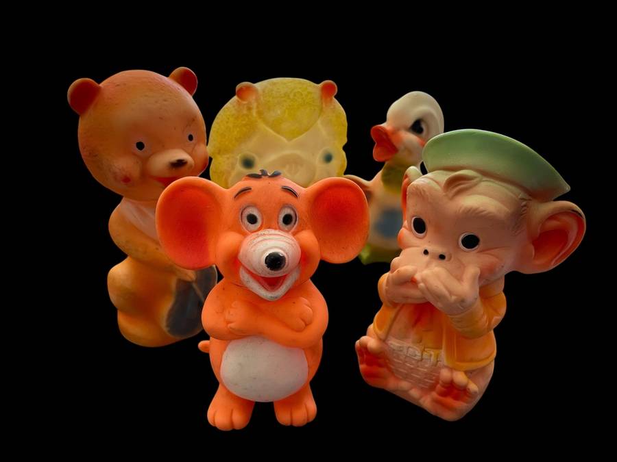 Toys rubber squeaky each