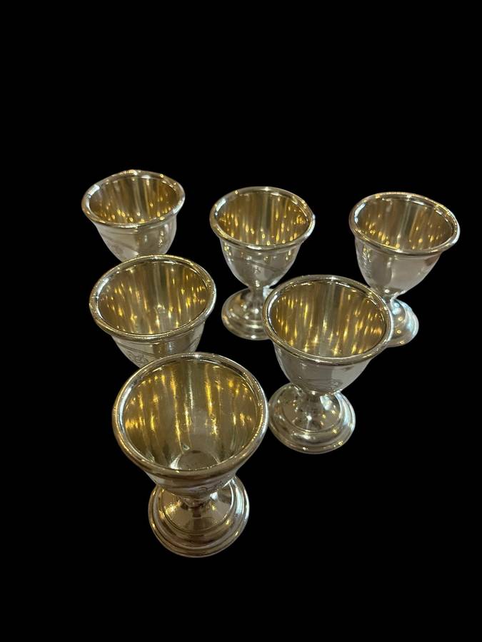 Egg cups tray silver plated x6