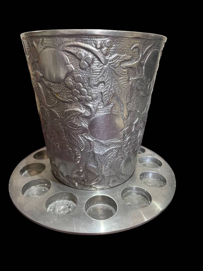 Wine bottle cooler pewter/aluminium