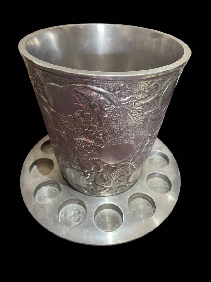 Wine bottle cooler pewter/aluminium