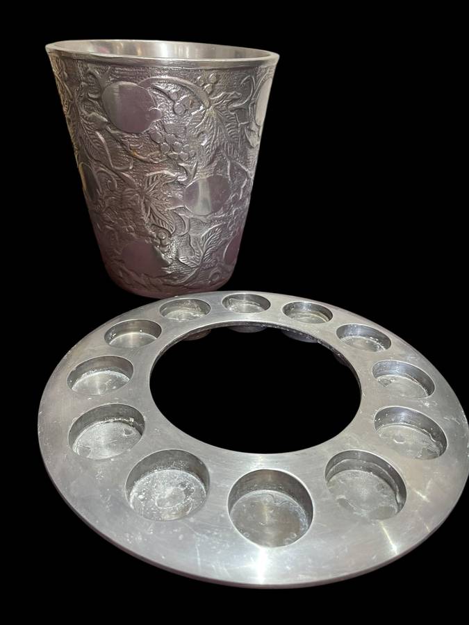 Wine bottle cooler pewter/aluminium