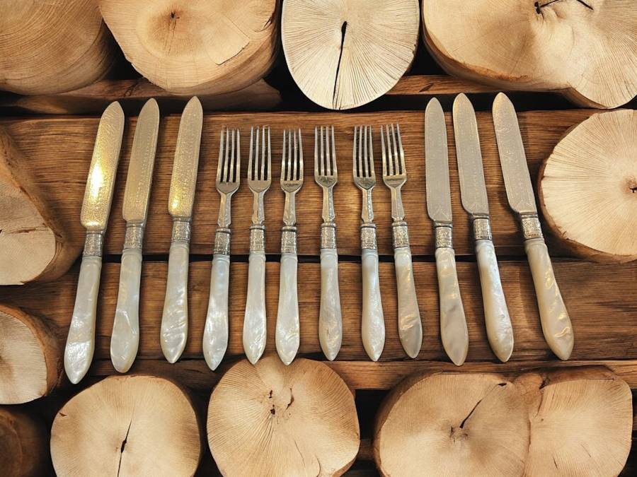 Forks knives mother of pearl set