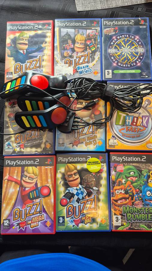 PS2 Buzzers with 9 Games
