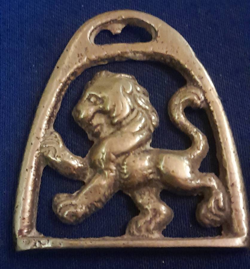 Single Horse Brasses - Antique Pony Horse Brass  - Rampant Lion