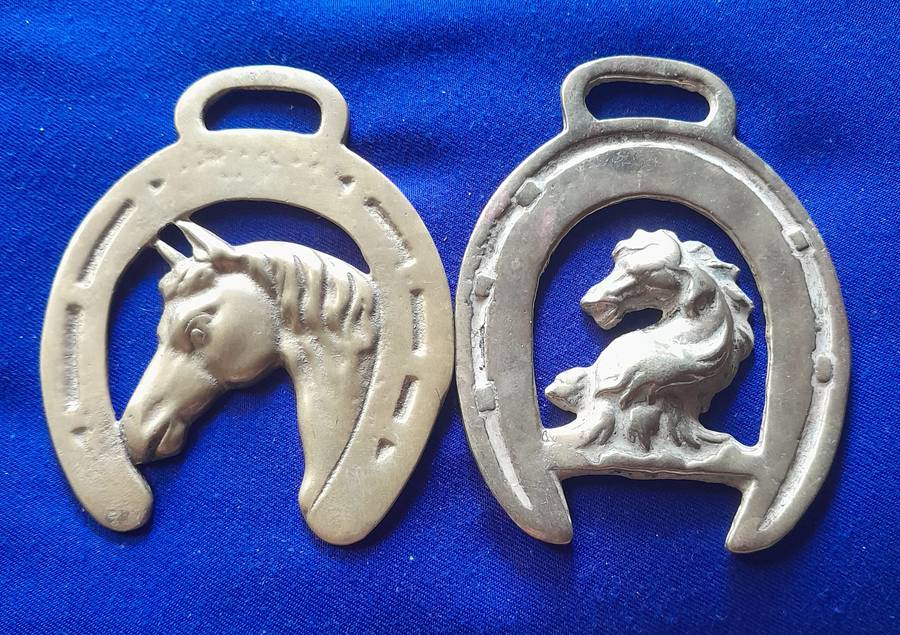 Vintage Single Horse Shoe Horse Brasses - Set of Two