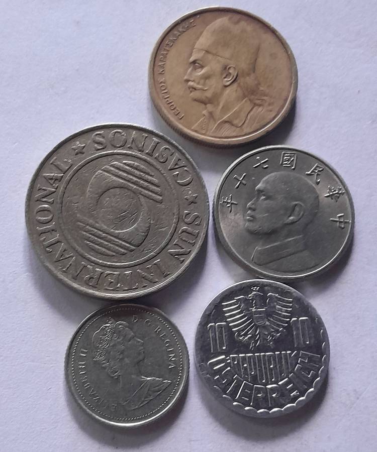 Assorted International Coins - 5 Coins