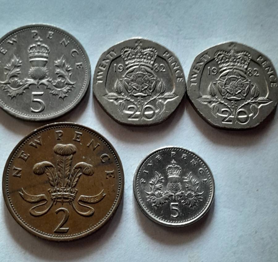 Assorted International (UK) Coins - 5 Coins