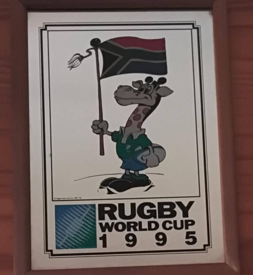 Framed Bar Mirror Commemorating the 1995 Rugby World Cup