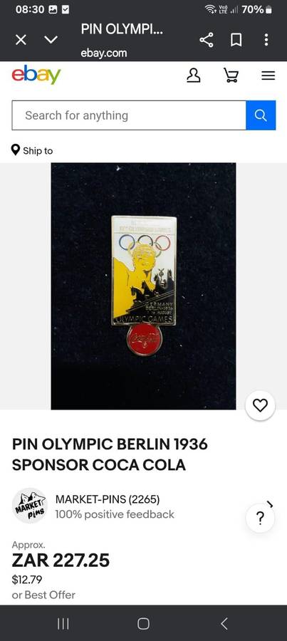 Coca-Cola Olympic Games Commemorative Lapel  Pins - Framed