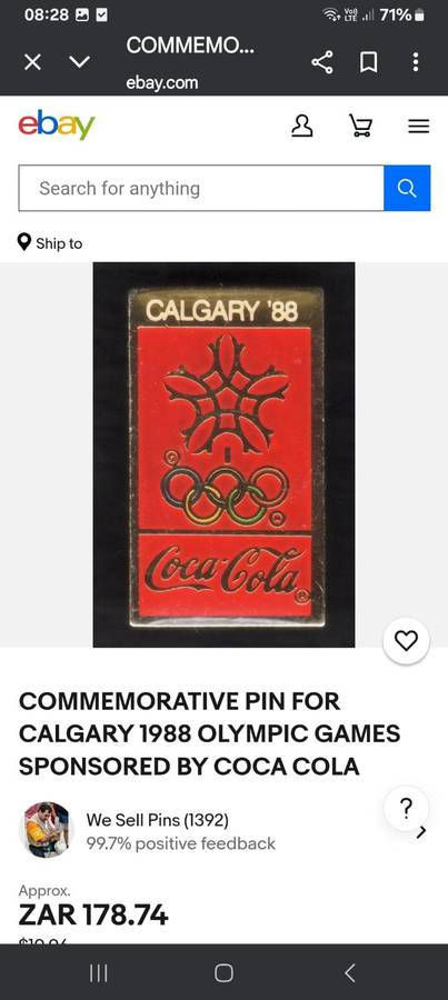 Coca-Cola Olympic Games Commemorative Lapel  Pins - Framed