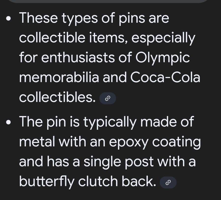 Coca-Cola Commemorative Lapel Pin - Berlin 1936 Olympiad Games c1990's