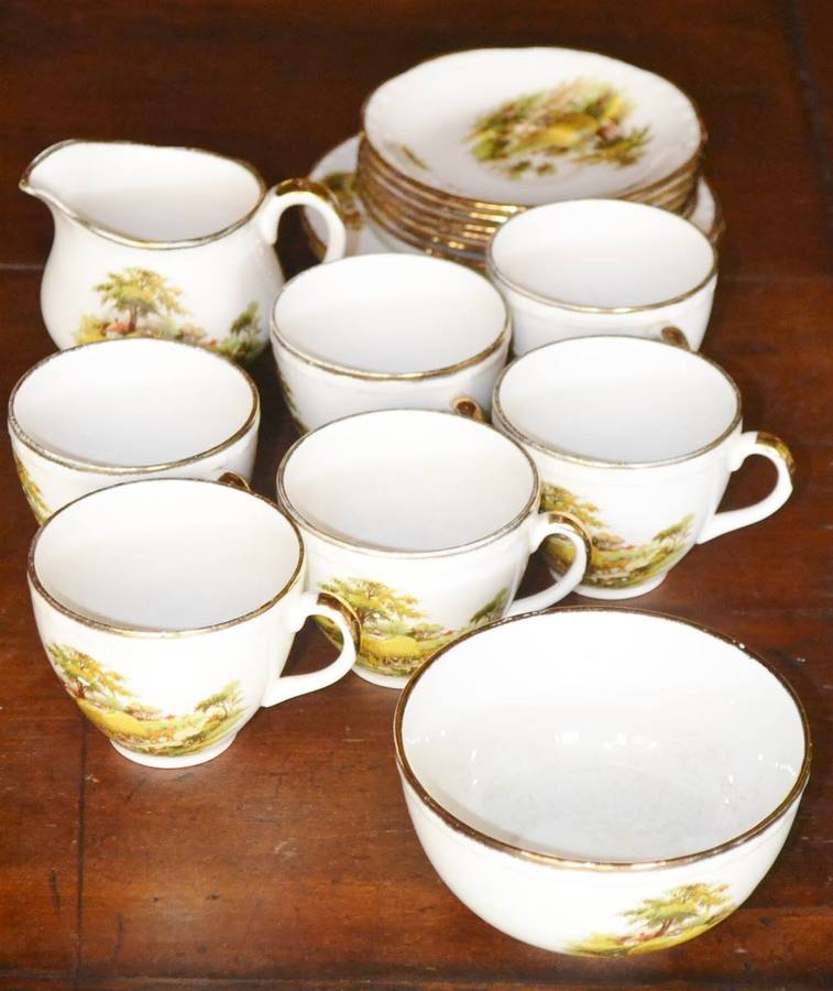Vintage Alfred Meakin "The Hayride" Part Tea Set - 16 Pieces