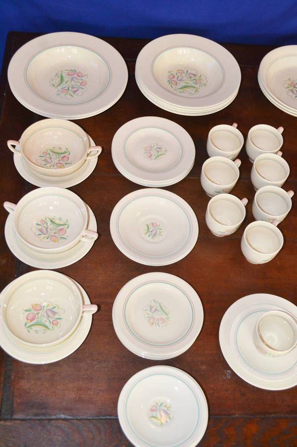 Susie Cooper Part Dinner Service - Dresden Spray - 65 Pieces