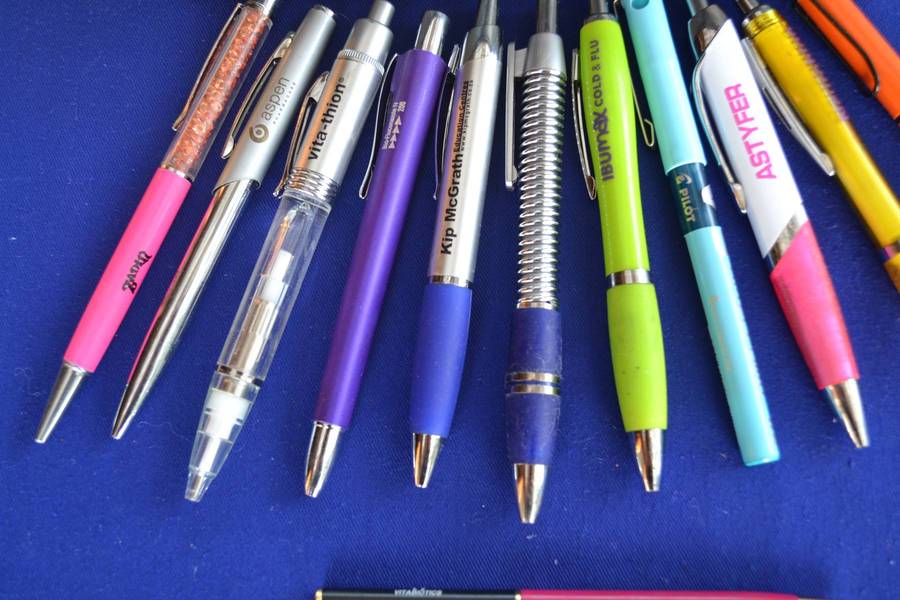 Assorted Ball Point  Pens in Leather Case - 14 Pieces