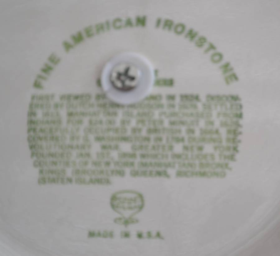 Single Tier Cake Stand - American Ironstone Collectors Plate  depicting  New York  City Landmarks