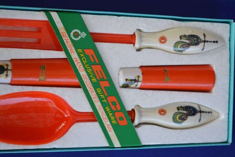 Vintage Salad Server Sets x 2 Boxed