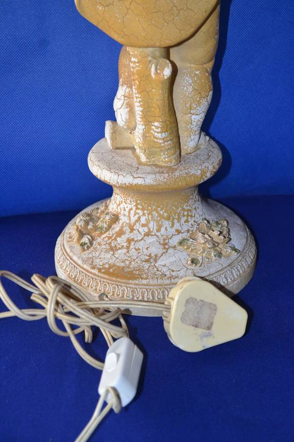 Vintage Alabaster Resin  Cherub Table Lamp  Italy