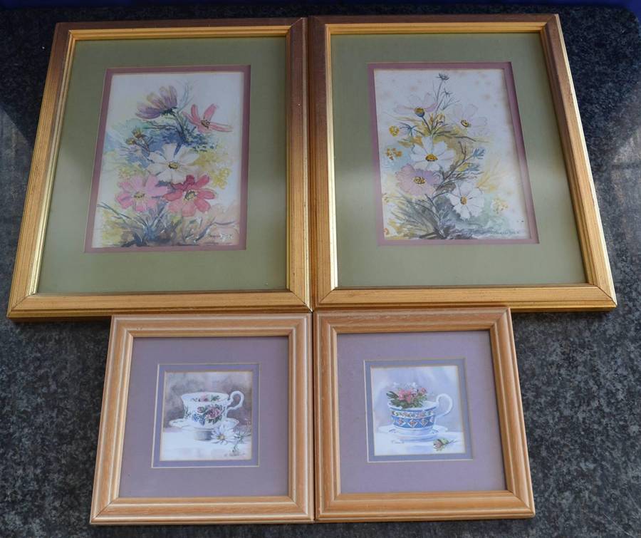 Floral Water Colours x 4 - Maureen  Dott and Marilyn  Simandle