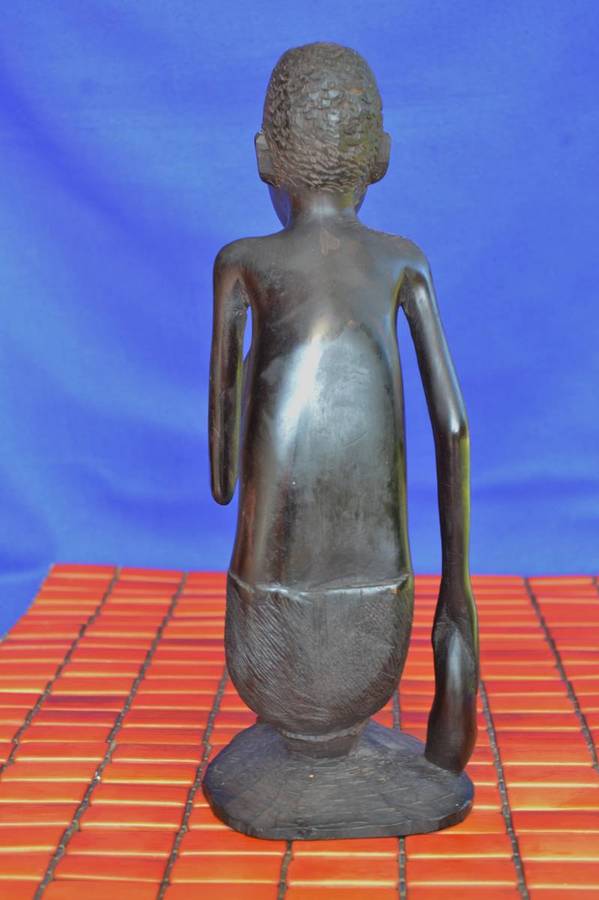 Vintage East African Carving, Man Smoking a Pipe