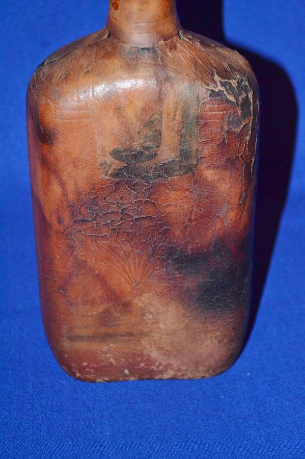 True Vintage Leather wrapped Glass Bottle