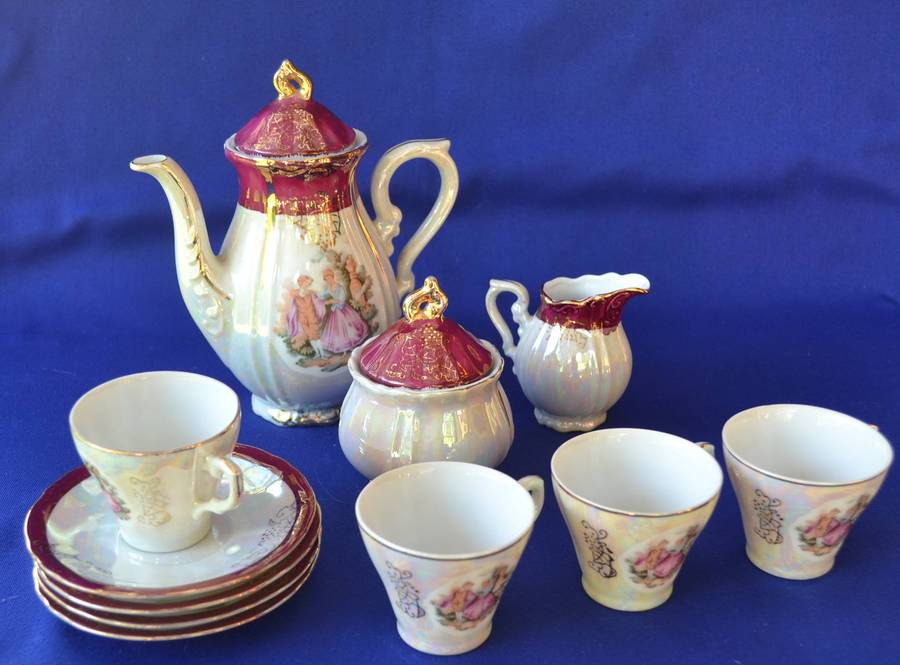 Vintage Lusterware Coffee Set - 11 Pieces
