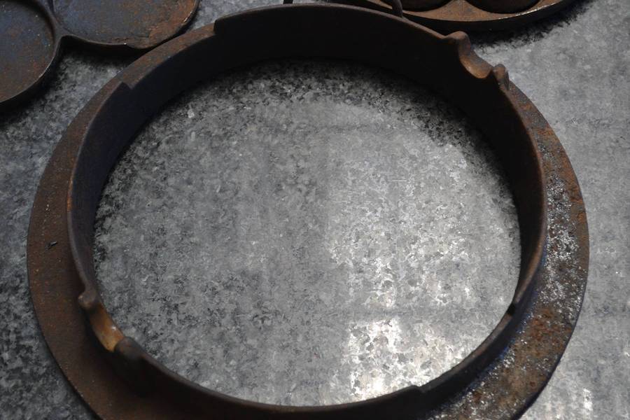 Vintage Husqvarna No 1 Cast Iron Heart Shape Waffle Iron & Cast Iron Multi Portion Fry Pan