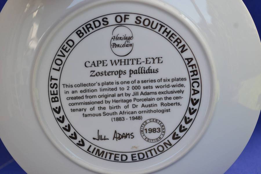 Heritage Porcelain Best Loved Birds of Southern Africa Collectors Plate - Cape White Eye