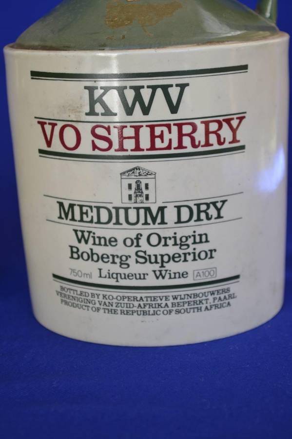 KWV VO Sherry Stoneware Jar and Monis Collectors Port  Anniversary Bottle