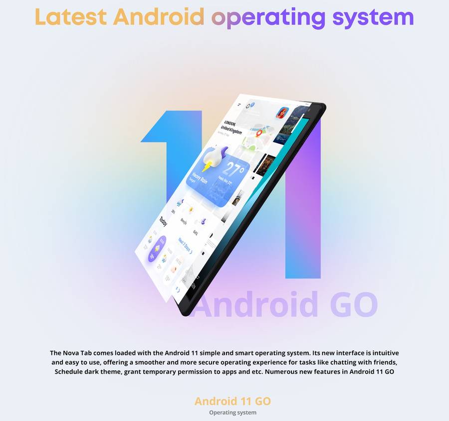 RIZZEN NovaTab R10, Android 13 GO, LTE, 10.1" Smart Tablet with Free Cover